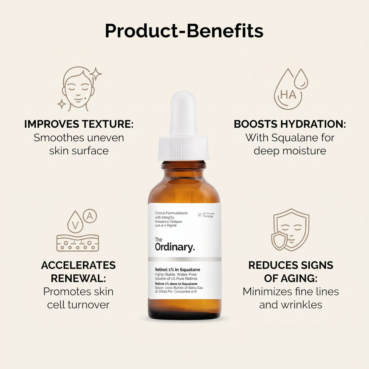 The Ordinary Retinol 1% in Squalane 30ml – High-Strength Retinol for Wrinkles & Stubborn Marks