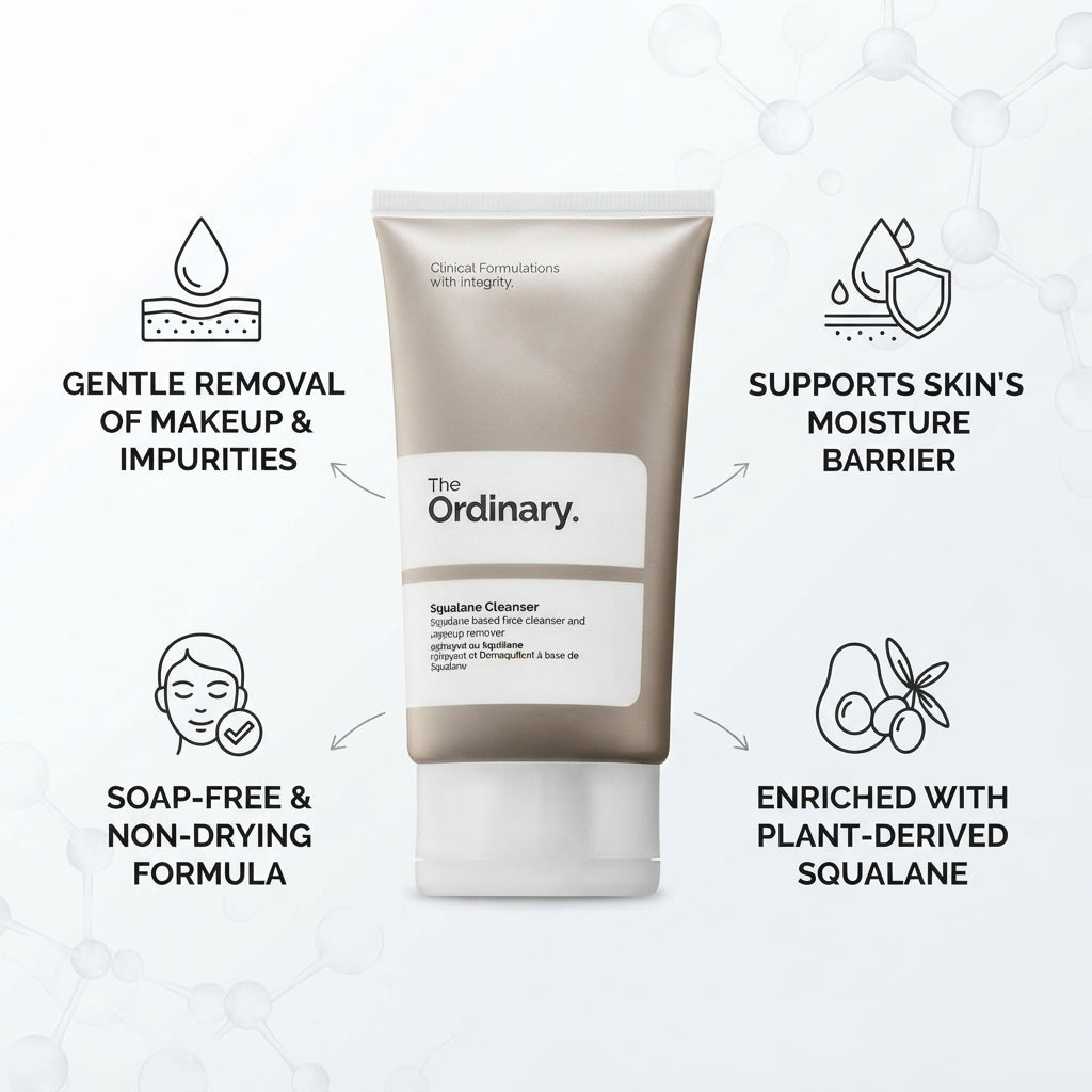 The Ordinary Squalane Cleanser 50ml – Gentle Balm-to-Oil Makeup Remover