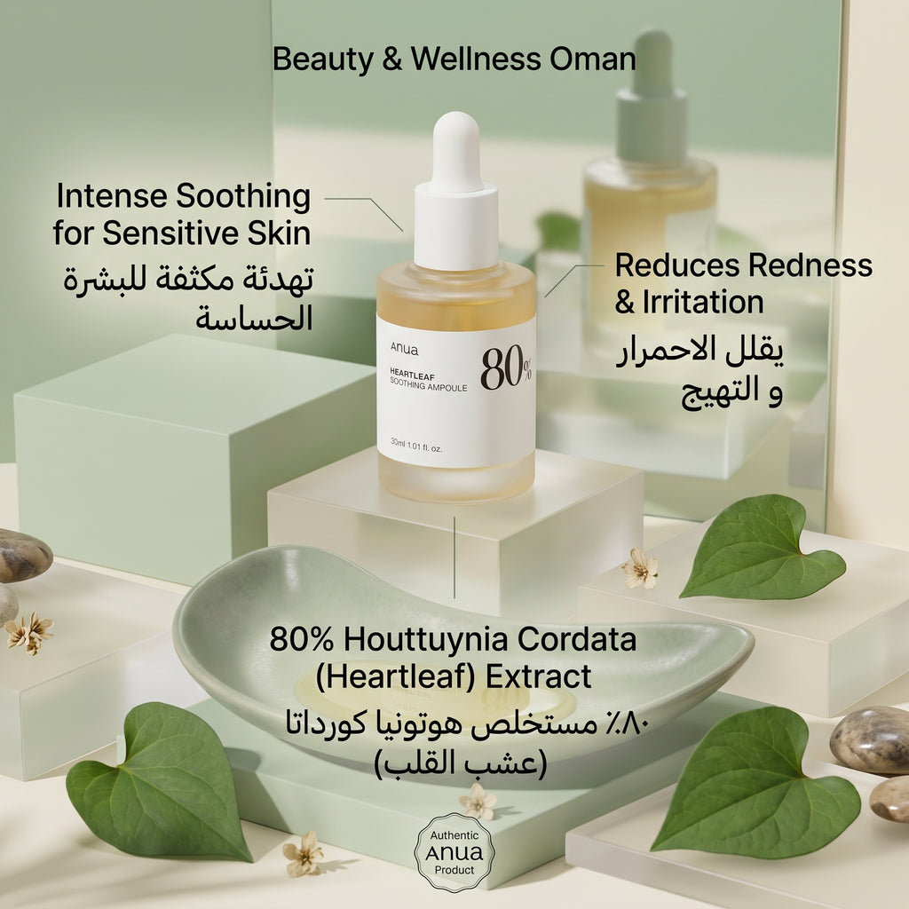 Anua Heartleaf 80% Soothing Ampoule 30ml – Calming Serum for Sensitive, Acne-Prone Skin