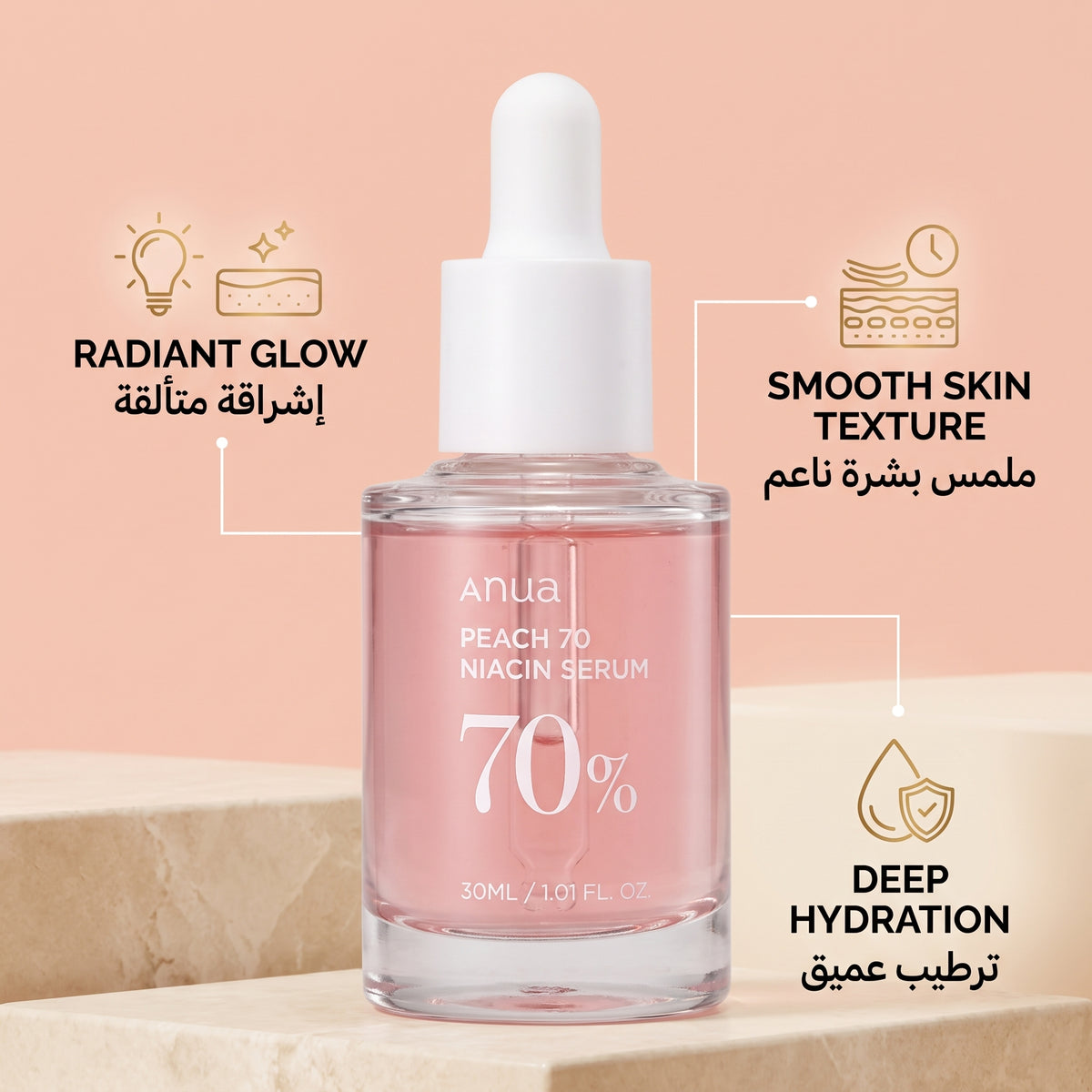 Anua Peach 70% Niacinamide Serum 30ml – Pore, Oil Control & Dark Spot Serum