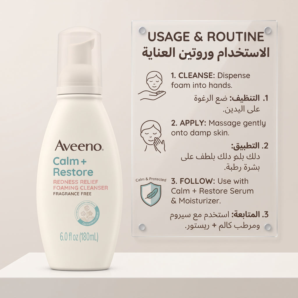 Aveeno Calm + Restore Redness Relief Foaming Cleanser – image 2