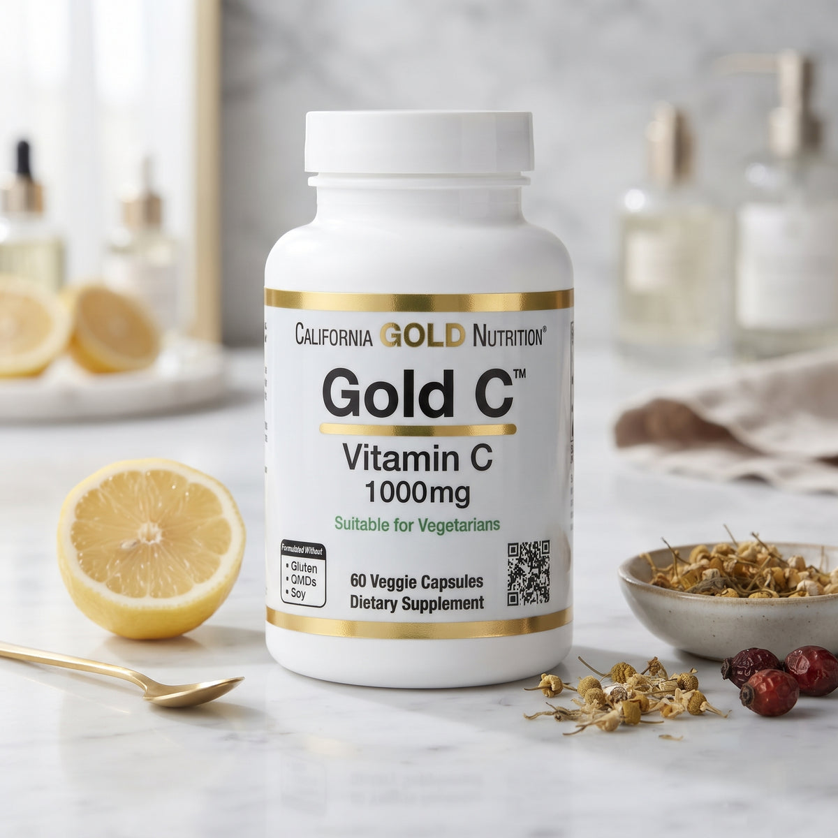 California Gold Nutrition Gold C, USP Grade Vitamin C, 1,000 mg, 60 Veggie Capsules
