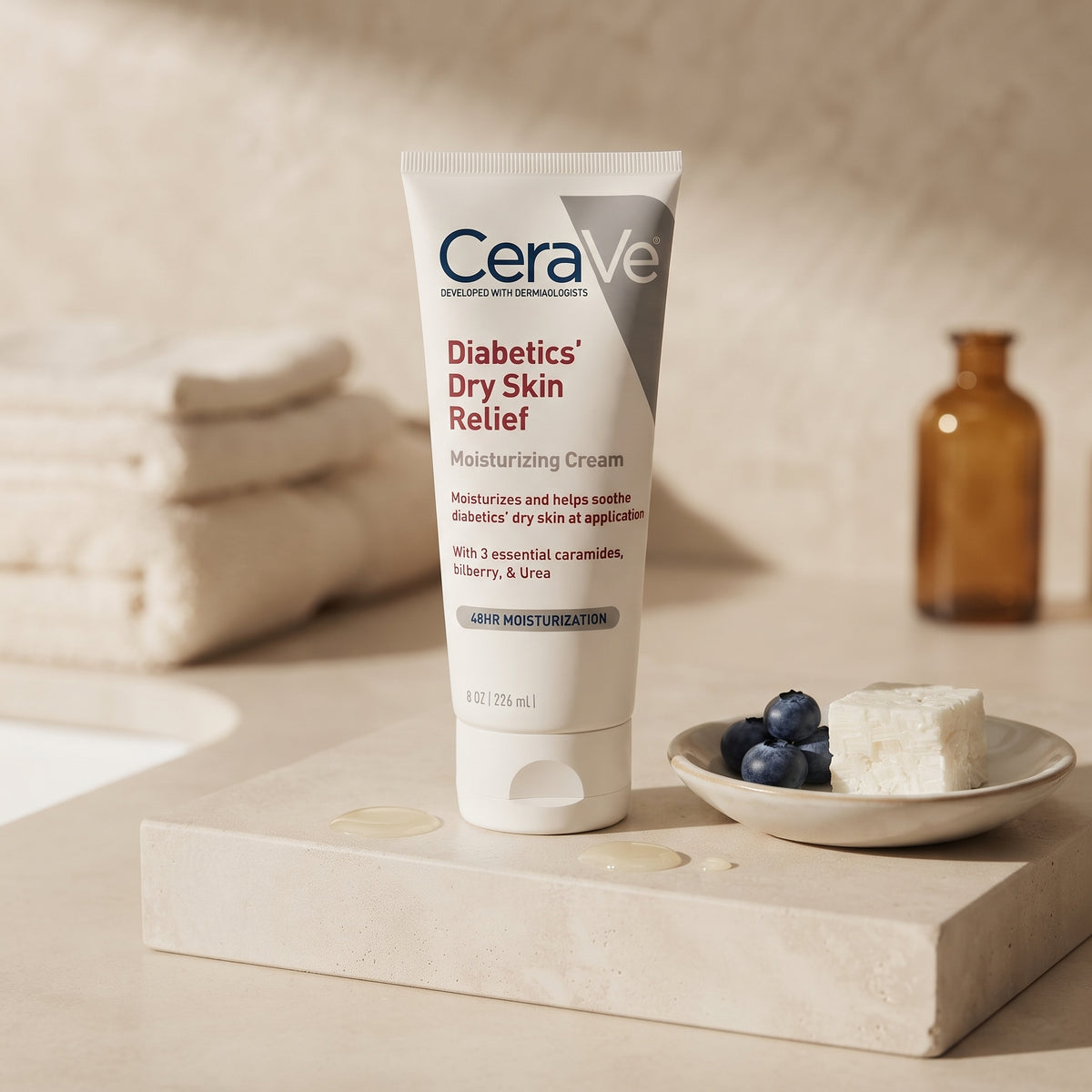 CeraVe Diabetics' Dry Skin Relief Cream – Urea Moisturiser for Very Dry, Rough Skin