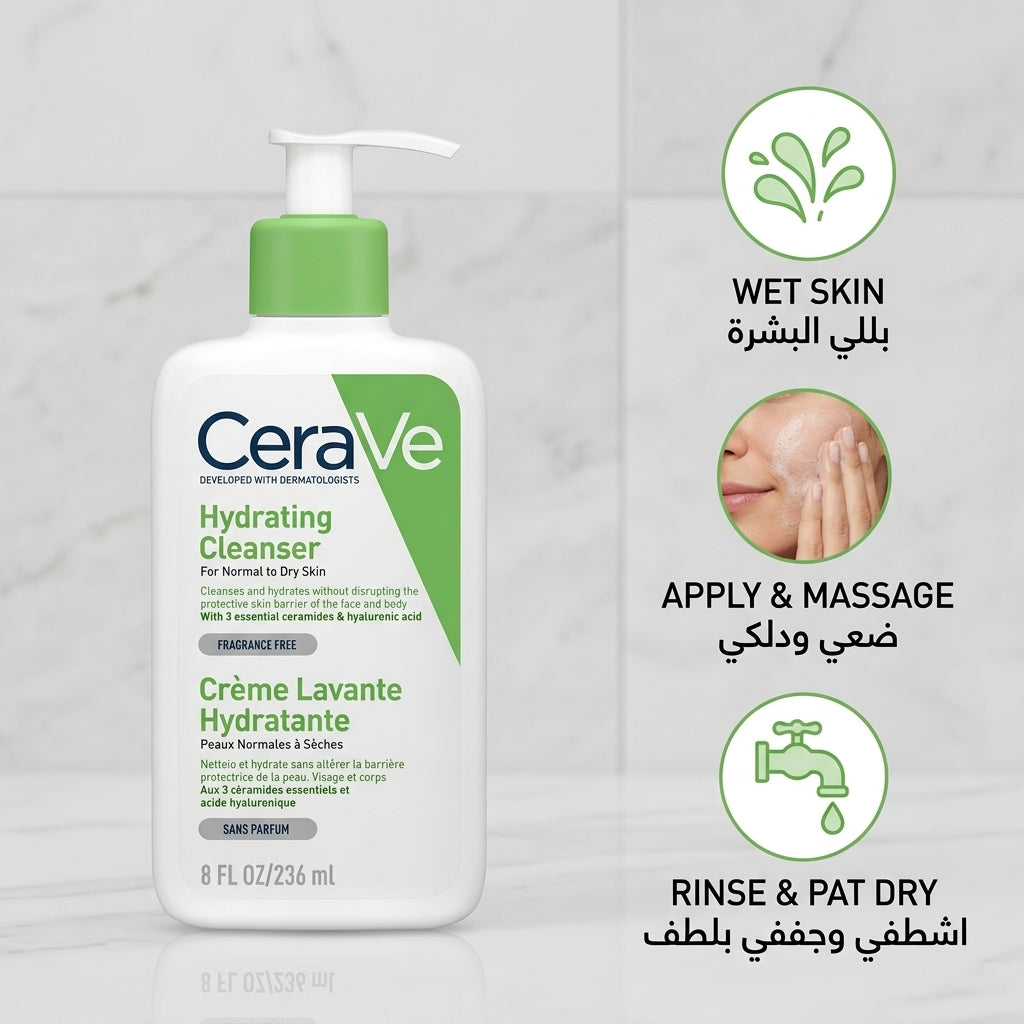 CeraVe Hydrating Cleanser – Non-Foaming Face & Body Wash for Normal to Dry Skin