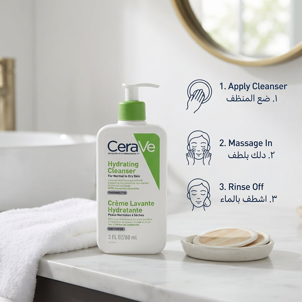 CeraVe Hydrating Cleanser (Travel Size) – Non-Foaming Face Wash for Normal to Dry Skin