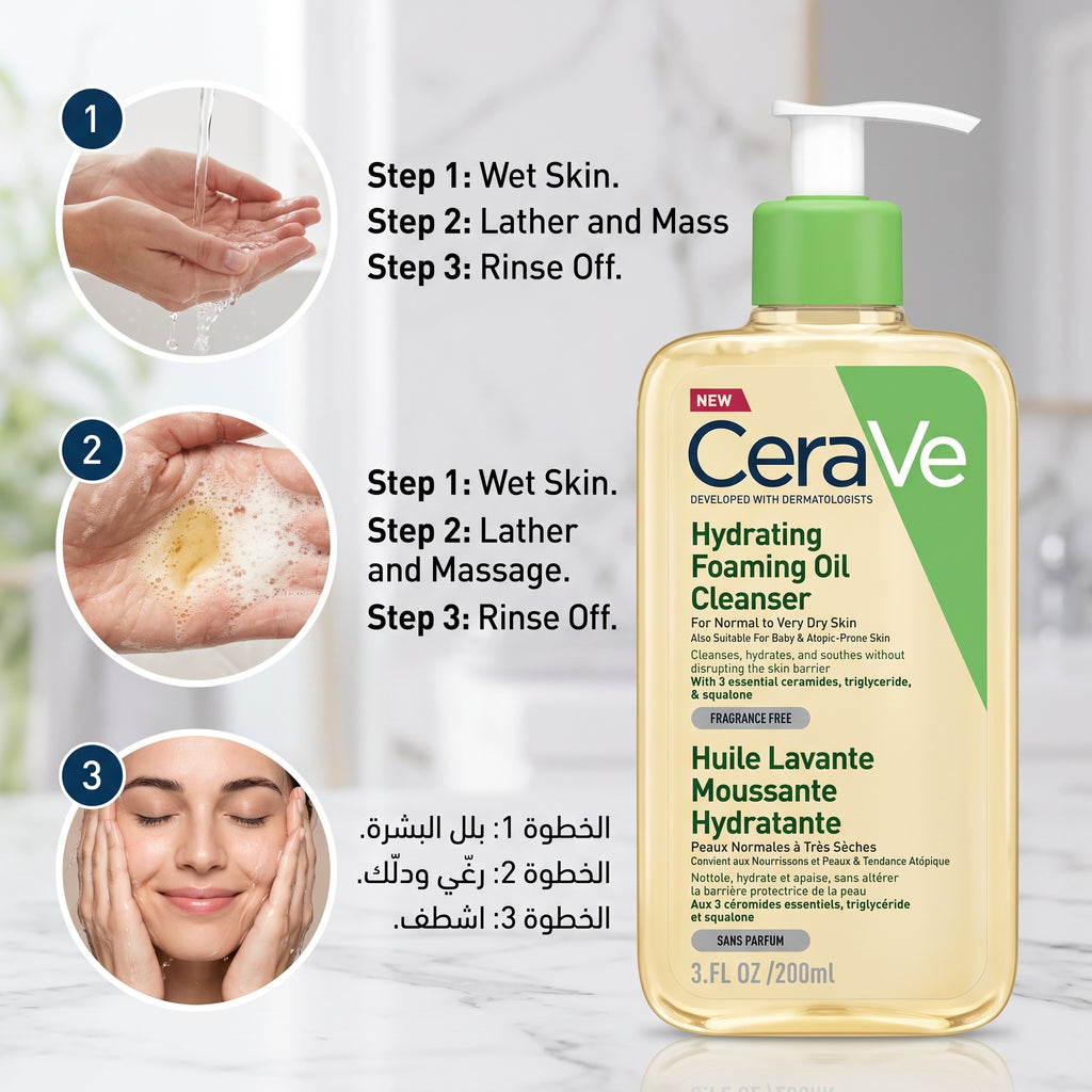 CeraVe Hydrating Foaming Oil Cleanser 237ml – For normal to Very Dry Skin