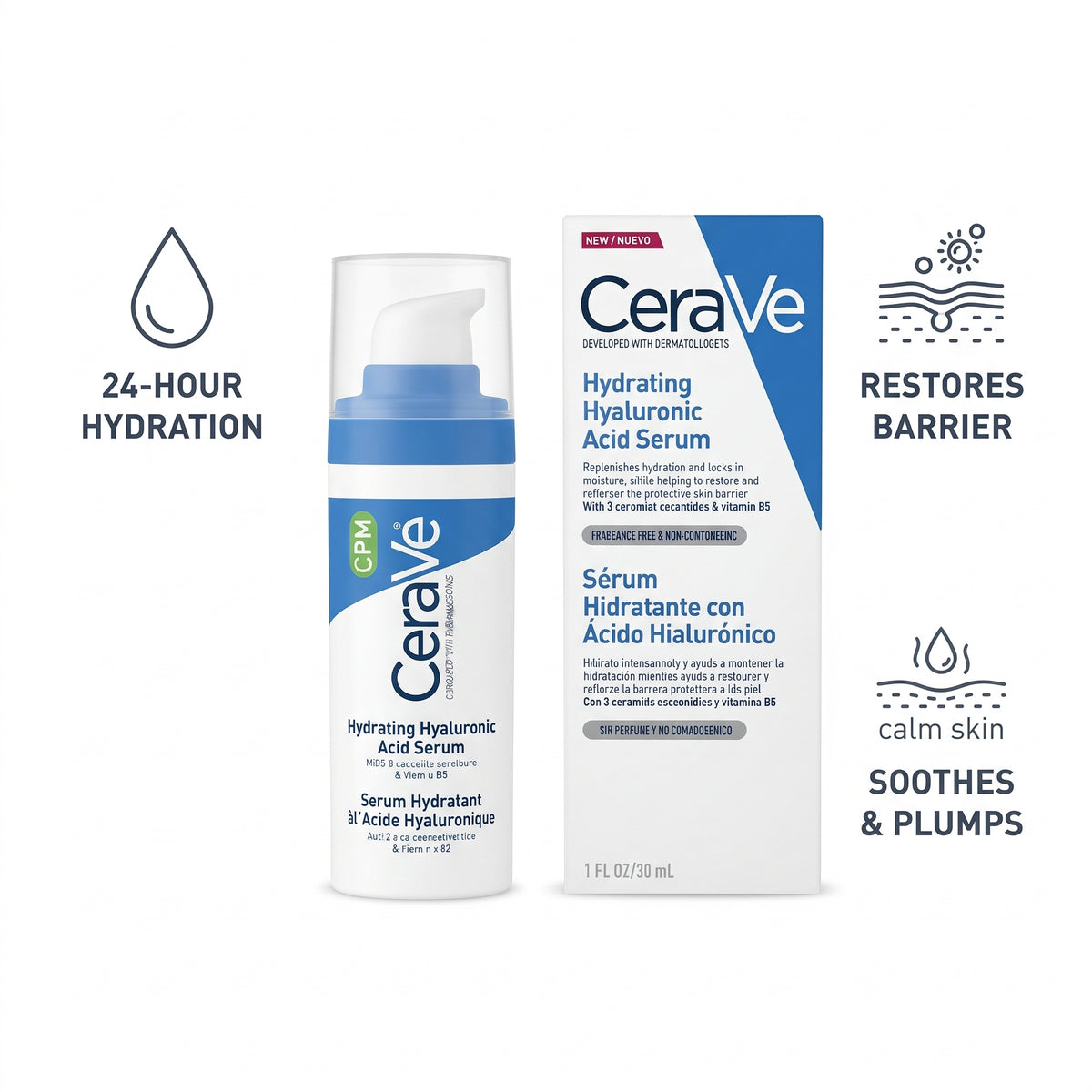 CeraVe Hydrating Hyaluronic Acid Serum 30ml – Face Serum with Ceramides