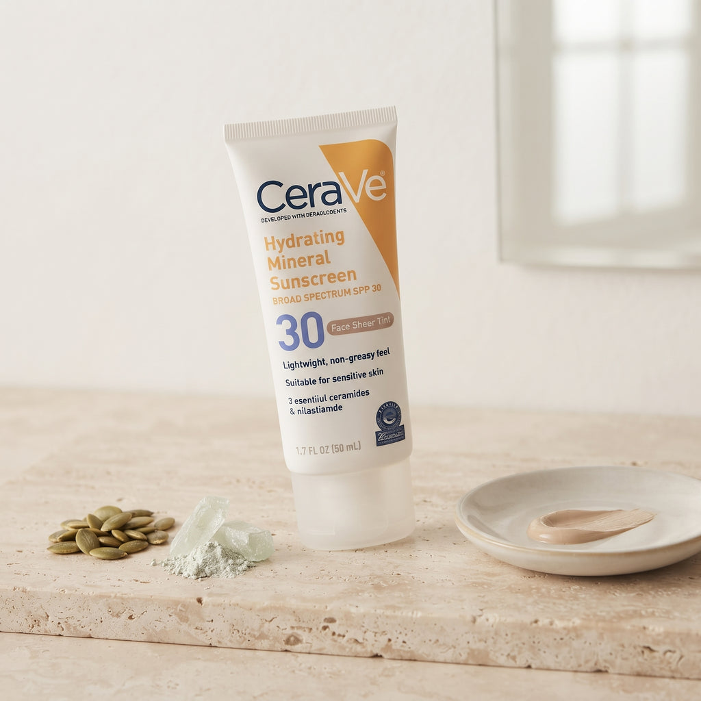 CeraVe Hydrating Mineral Sunscreen SPF 30 – Zinc Oxide Face Sunscreen for Sensitive Skin