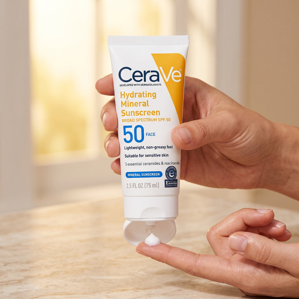 CeraVe Hydrating Mineral Sunscreen SPF 50 Face 75ml – Zinc Oxide for Sensitive Skin