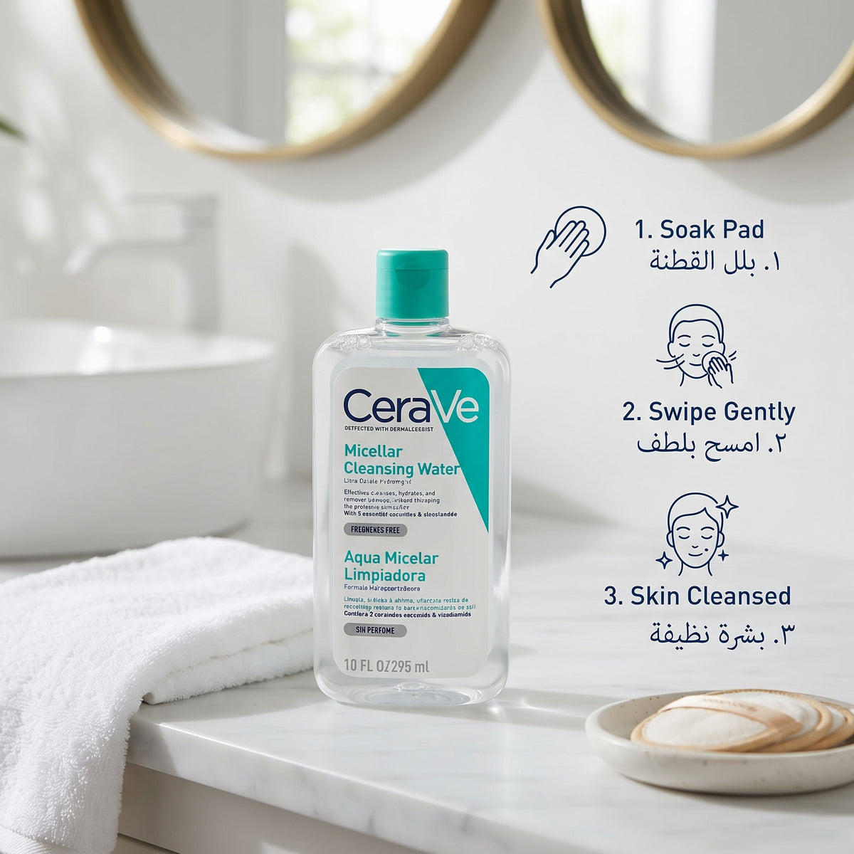 CeraVe ماء ميسيلي منظّف 295 مل – مزيل مكياج للبشرة الحسّاسة