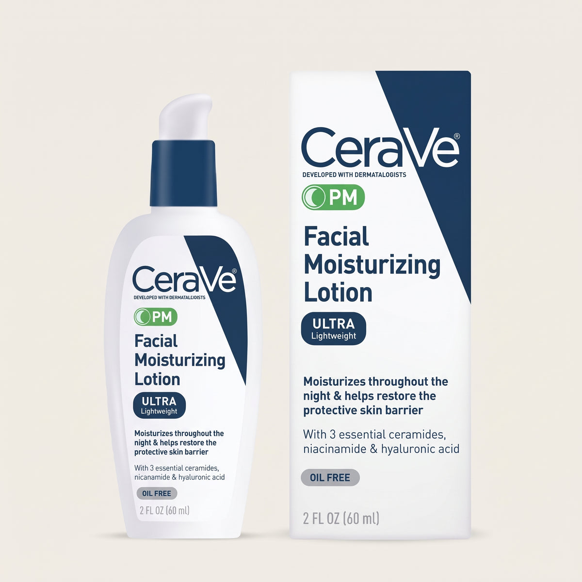 CeraVe PM Facial Moisturising Lotion 89ml – Niacinamide Night Moisturiser