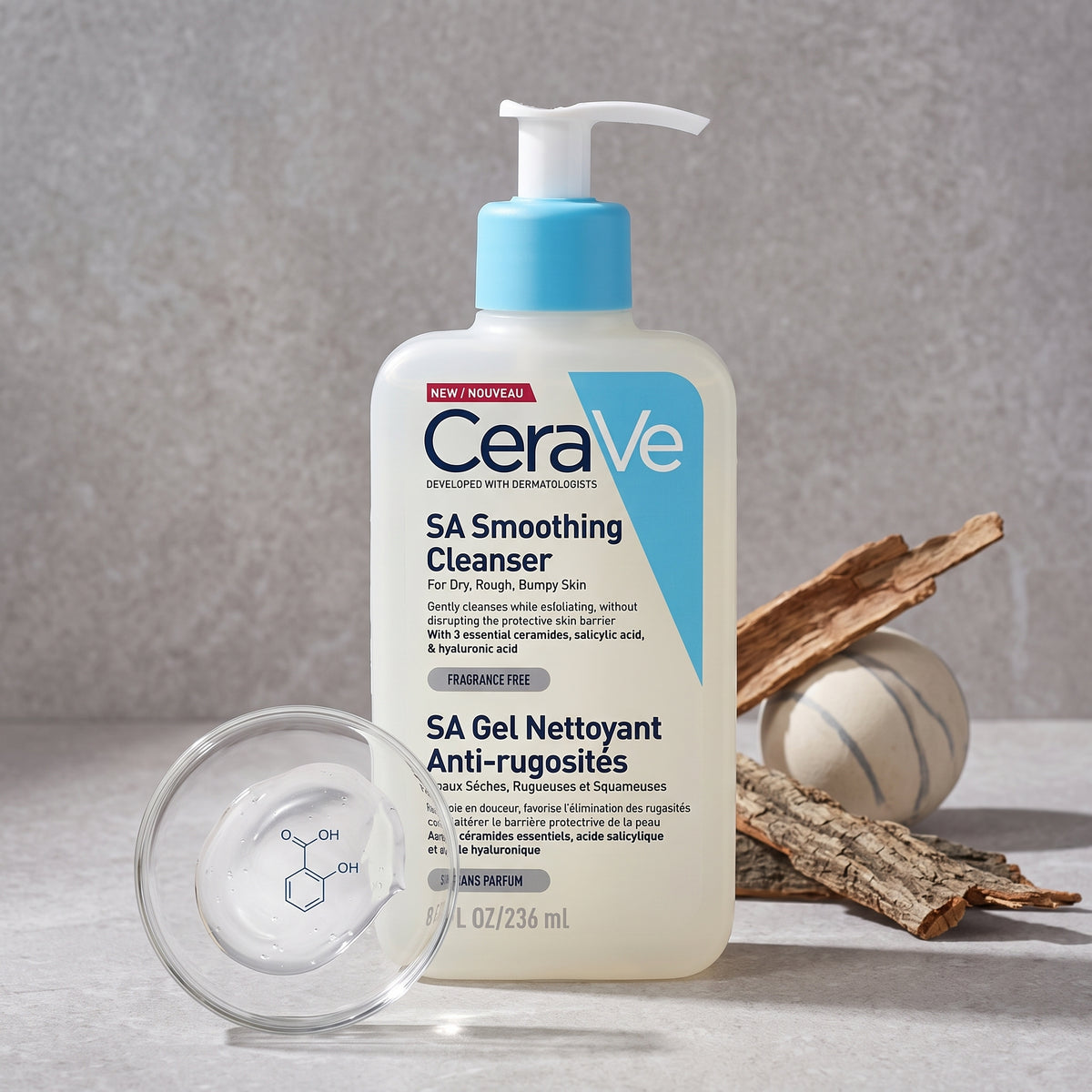 CeraVe SA Smoothing Cleanser – Salicylic Acid Face & Body Wash for Rough, Bumpy Skin