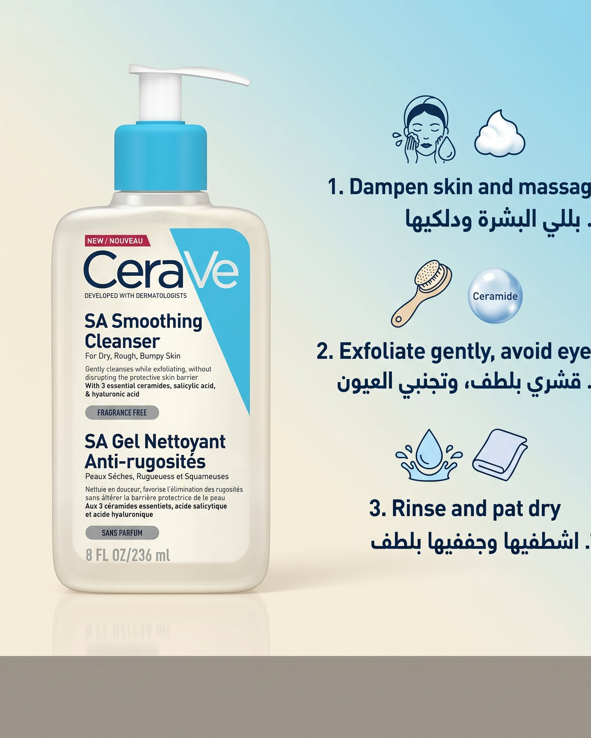 CeraVe SA Smoothing Cleanser – Salicylic Acid Face & Body Wash for Rough, Bumpy Skin
