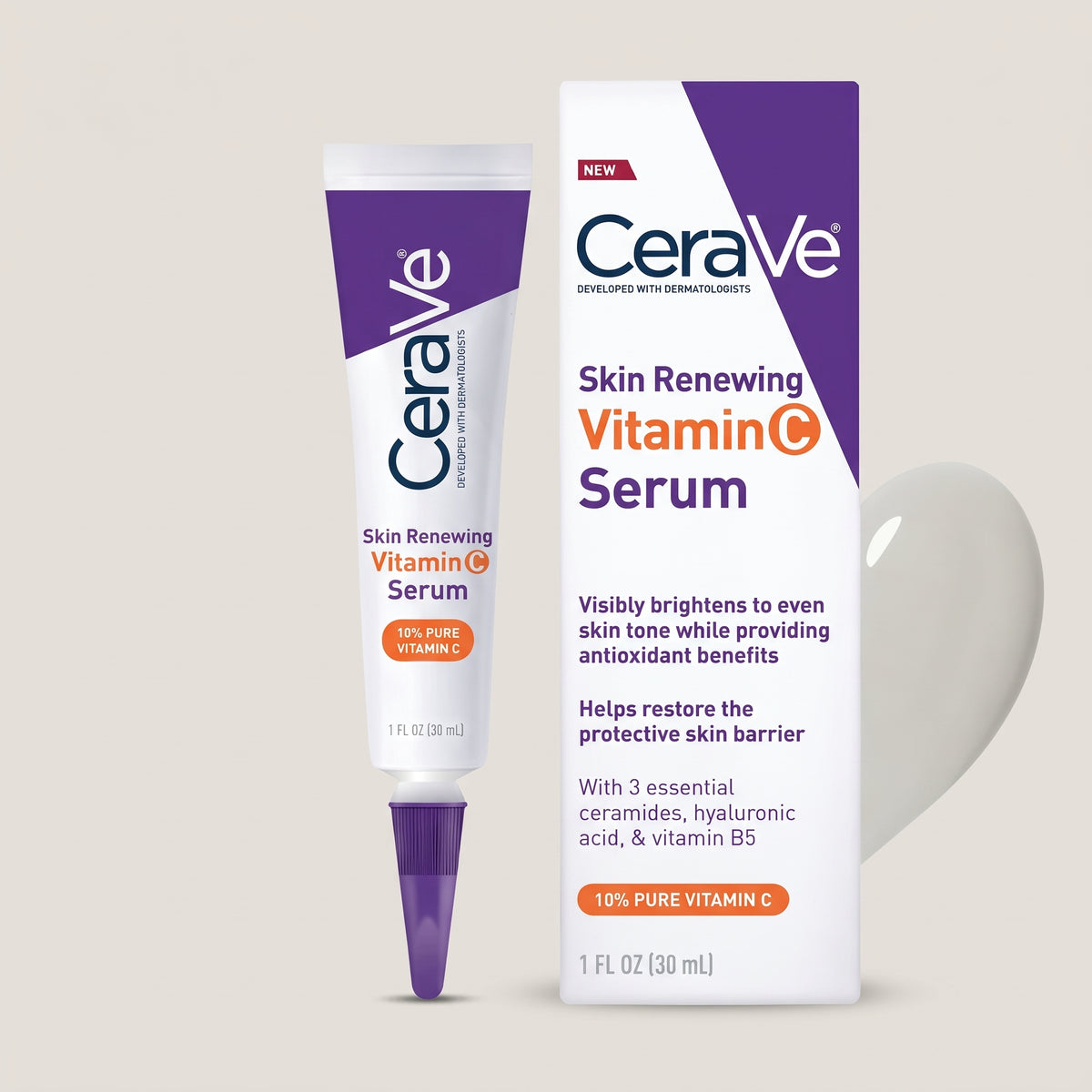 CeraVe سيروم فيتامين C المجدّد 30 مل – سيروم تفتيح بـ10% فيتامين C نقي