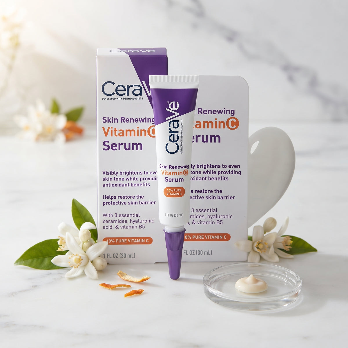 CeraVe سيروم فيتامين C المجدّد 30 مل – سيروم تفتيح بـ10% فيتامين C نقي