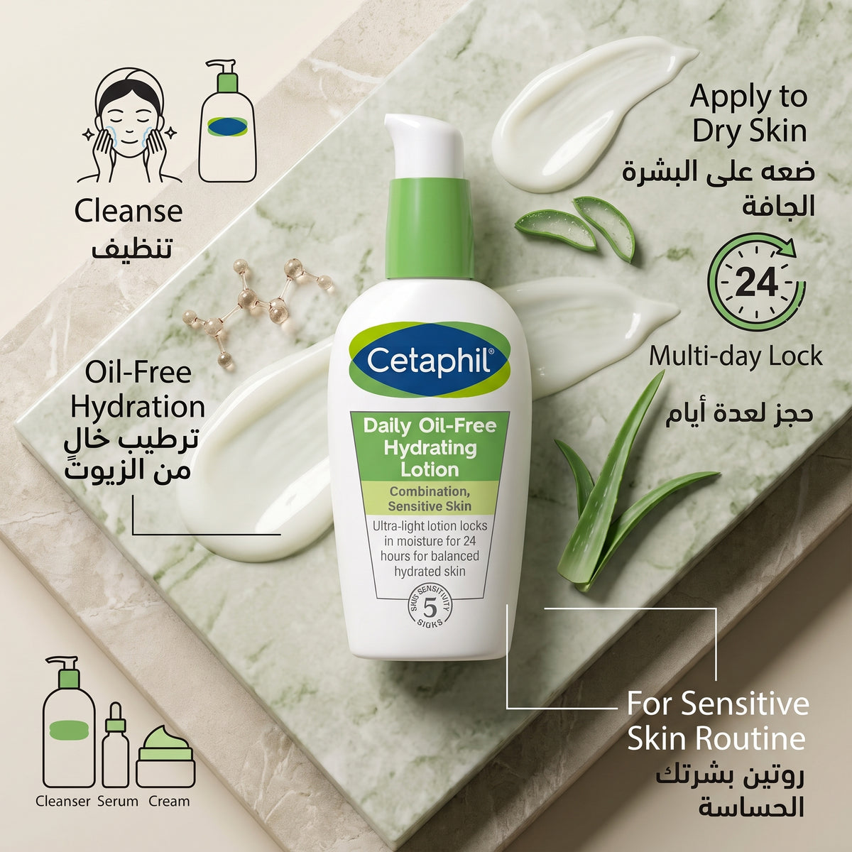 Cetaphil لوشن الترطيب اليومي 88 مل – لوشن للوجه بحمض الهيالورونيك