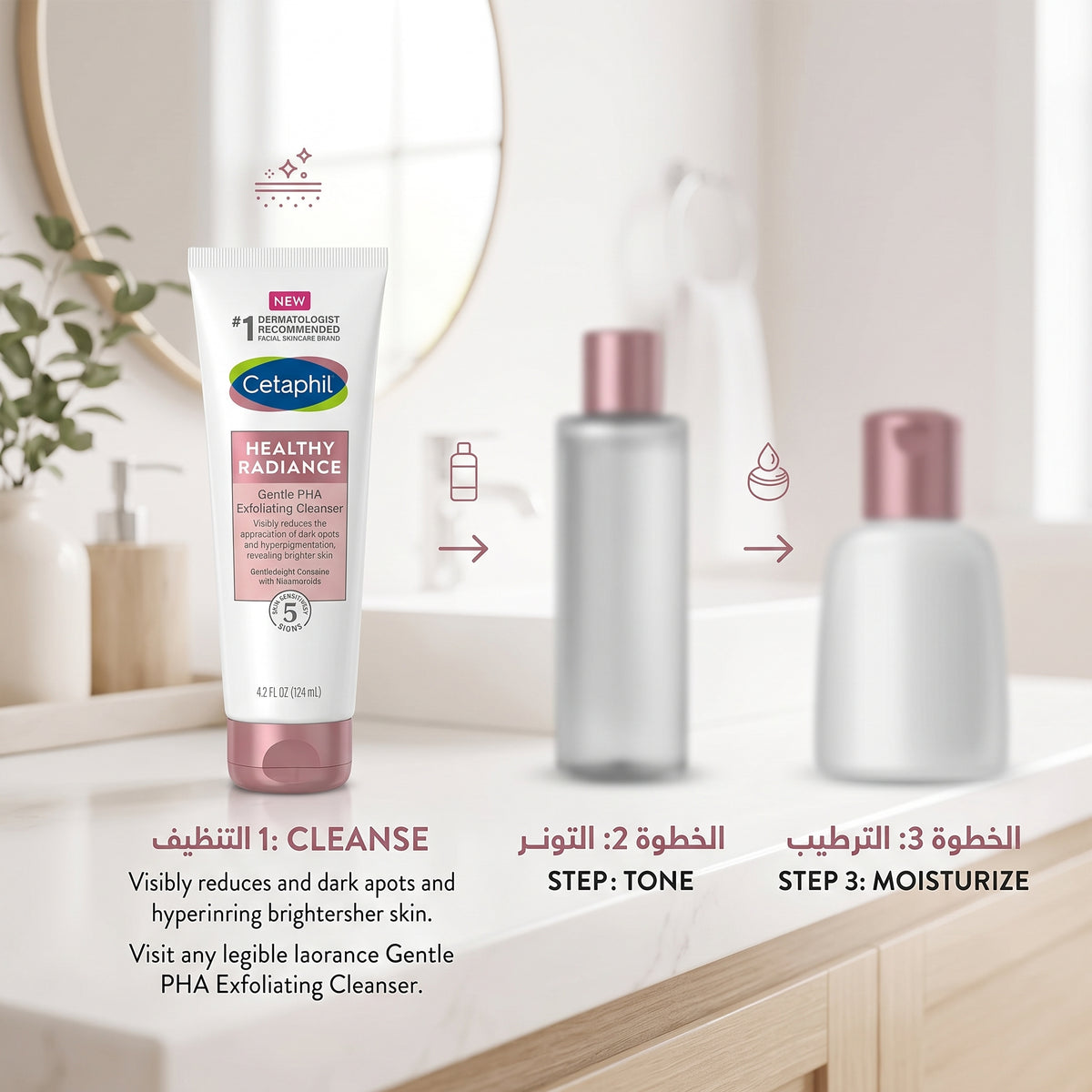 Cetaphil غسول Healthy Radiance بحمض PHA 124 مل – غسول مفتّح