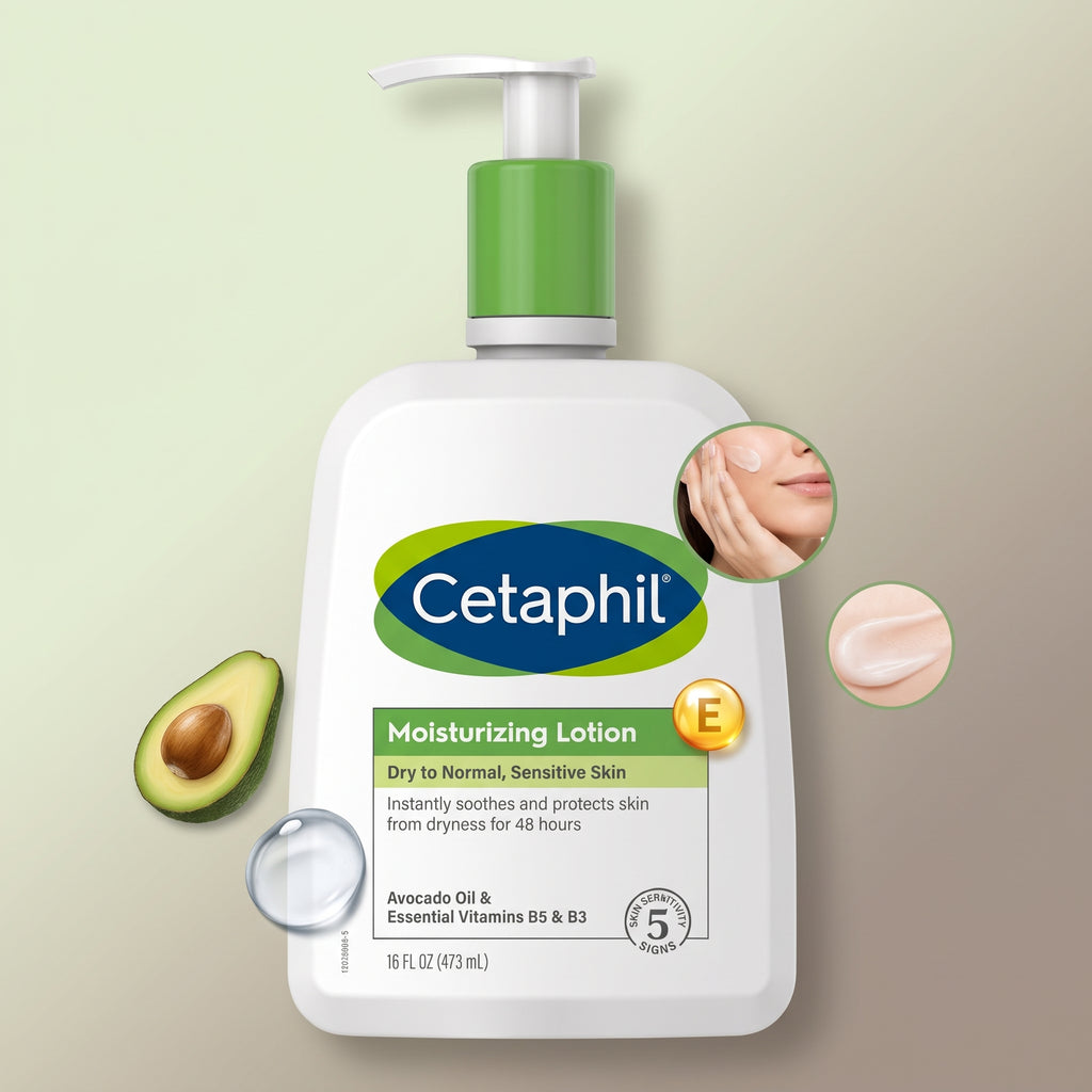 Cetaphil لوشن الترطيب 473 مل – لوشن 48 ساعة للبشرة الجافة والحساسة