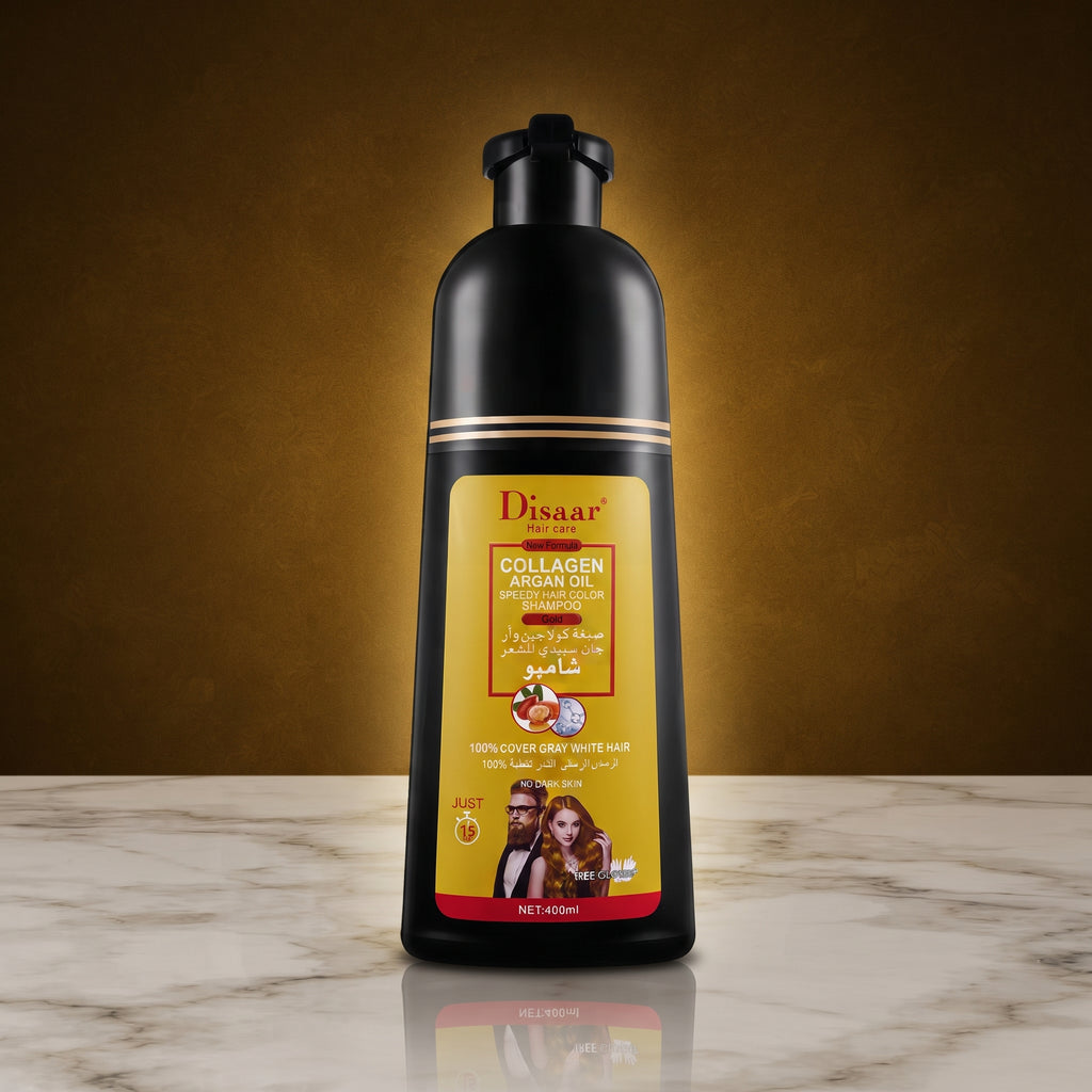 Speedy Hair Color Shampoo 100% Cover Gray White Hair Easy To Use Long Lasting 400ml/13.53fl.oz (Gold)