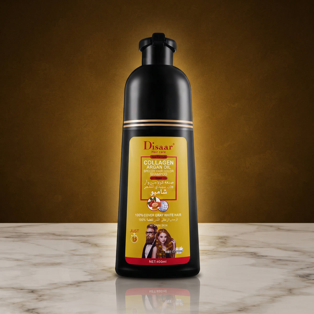 Speedy Hair Color Shampoo 100% Cover Gray White Hair Easy To Use Long Lasting 400ml/13.53fl.oz (Gold)