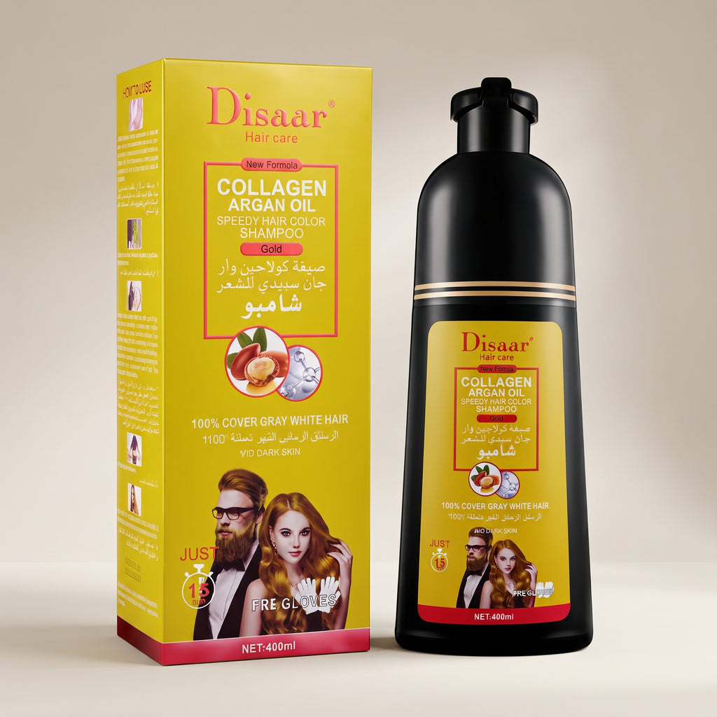 Speedy Hair Color Shampoo 100% Cover Gray White Hair Easy To Use Long Lasting 400ml/13.53fl.oz (Gold)