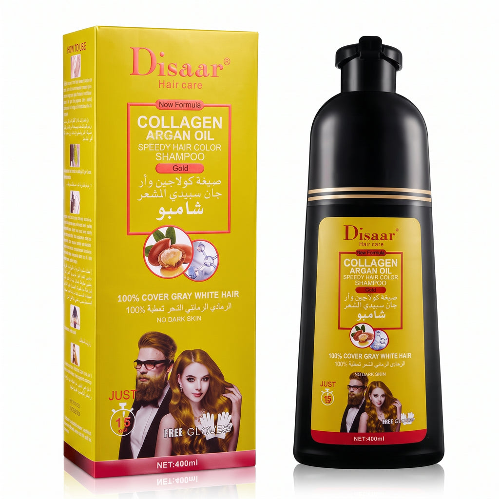 Speedy Hair Color Shampoo 100% Cover Gray White Hair Easy To Use Long Lasting 400ml/13.53fl.oz (Gold)