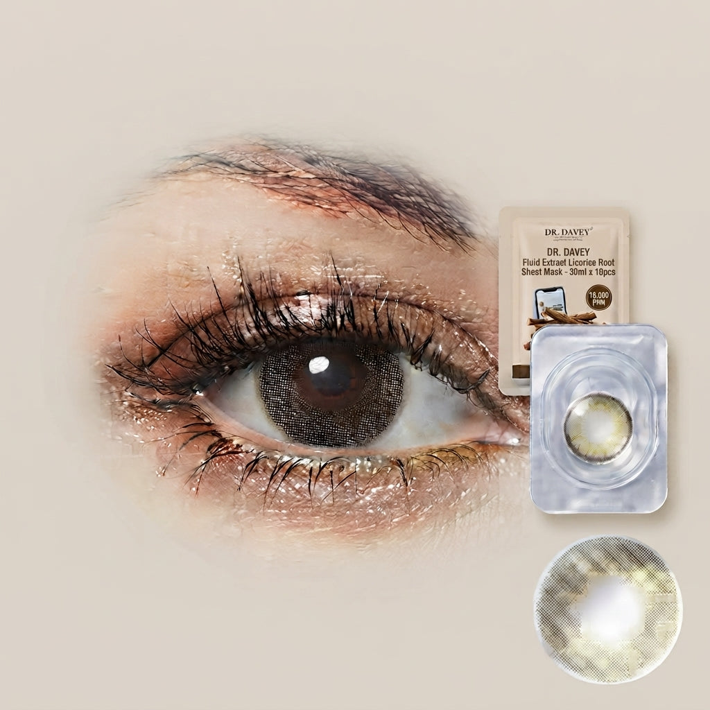 Unisex Contact Lenses, Natural and Beauty Collection Cosmetic Contact Lenses, 12 Months Disposable with Case- Ochre
