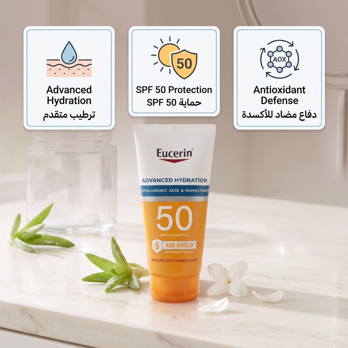 Eucerin Sun Advanced Hydration SPF 50 Lotion 147ml – Body & Face Sunscreen