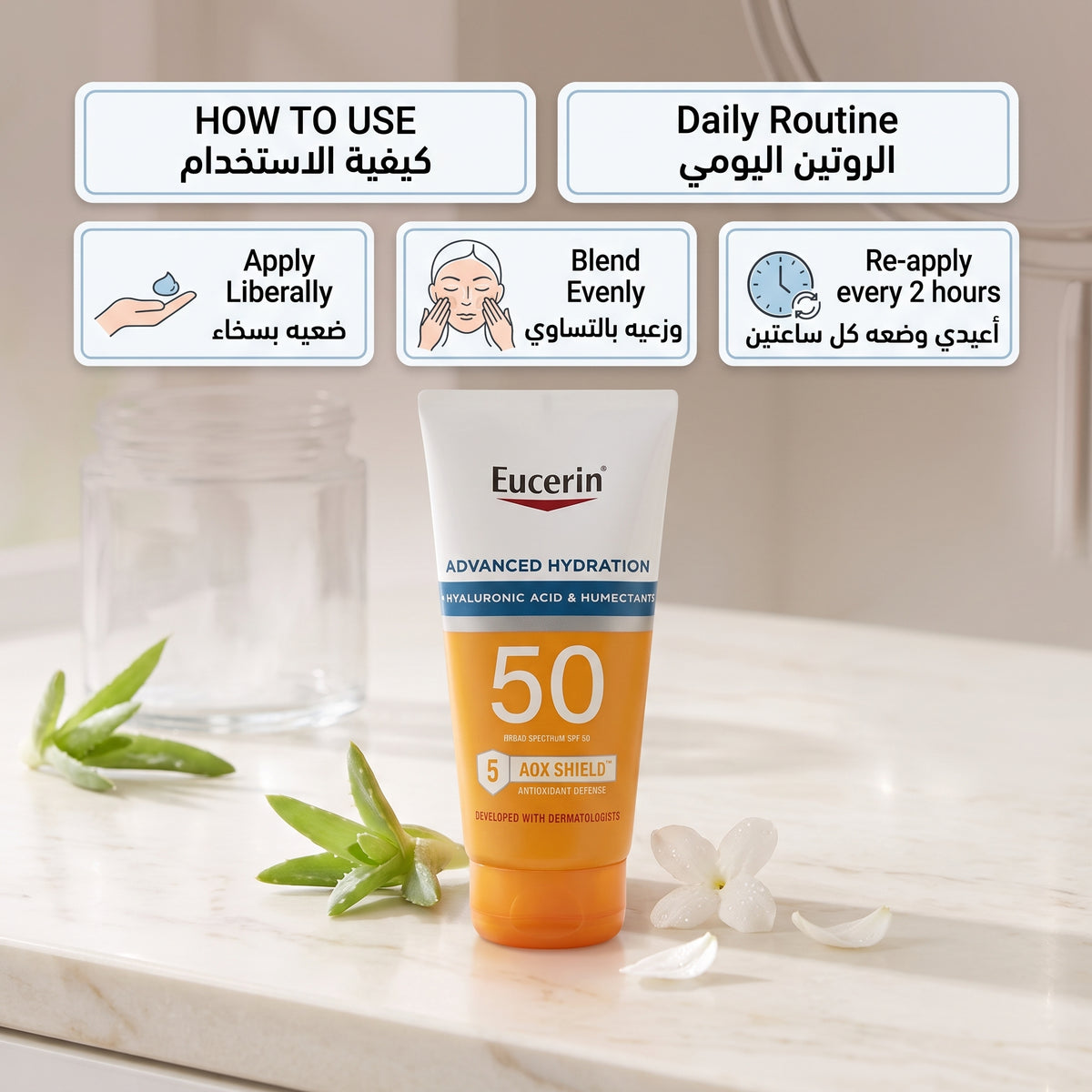 Eucerin Sun Advanced Hydration SPF 50 Lotion 147ml – Body & Face Sunscreen