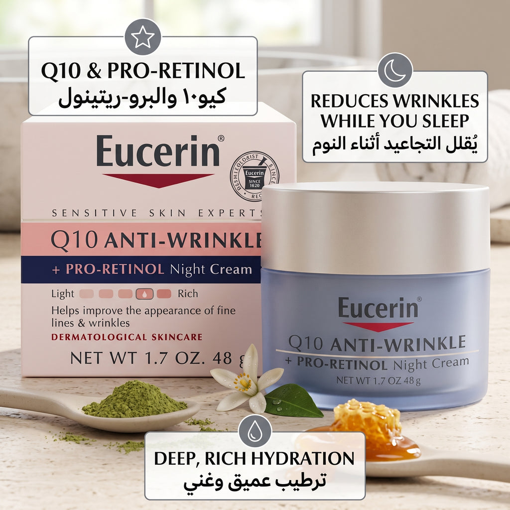 Eucerin Q10 Anti-Wrinkle Night Cream + Pro-Retinol 50ml – Overnight Anti-Ageing Cream