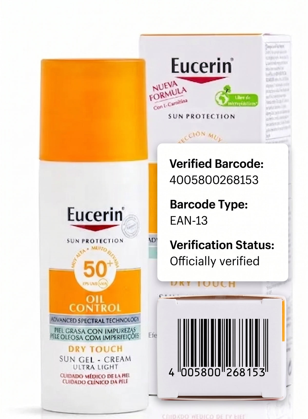 Eucerin Sun Gel-Cream Oil Control SPF 50+ 50ml – Matte Dry-Touch Sunscreen for Oily Skin