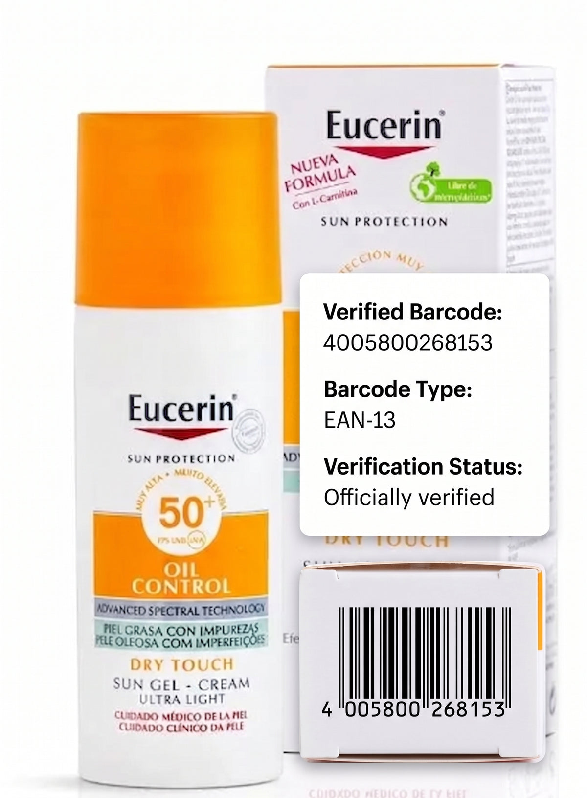 Eucerin Sun Gel-Cream Oil Control SPF 50+ 50ml – Matte Dry-Touch Sunscreen for Oily Skin