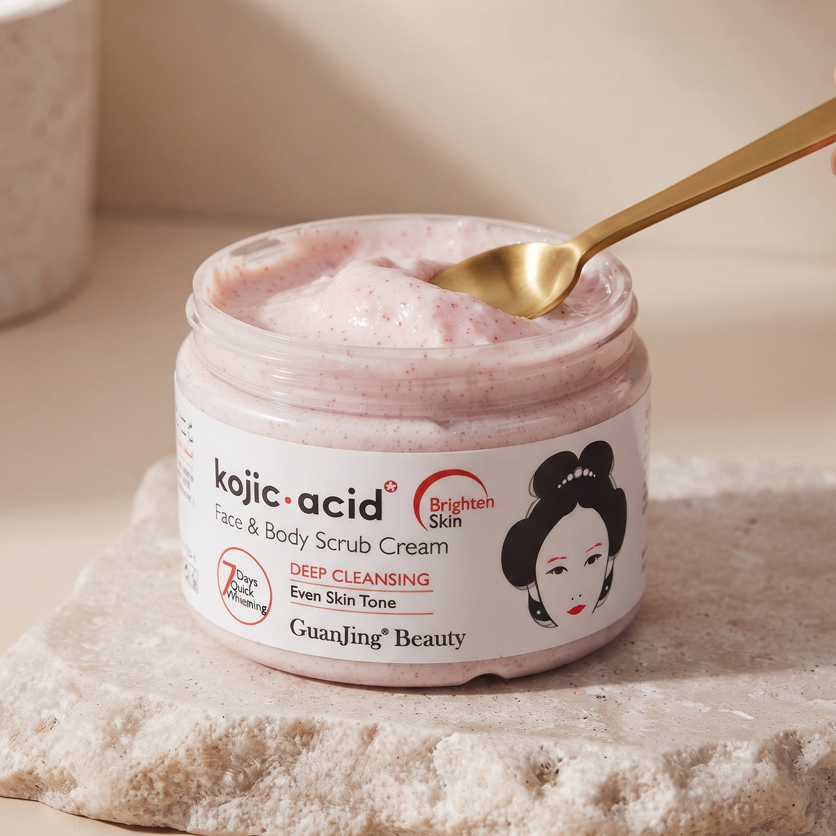 GuanJing Beauty Kojic Acid Face & Body Scrub Cream – image 5