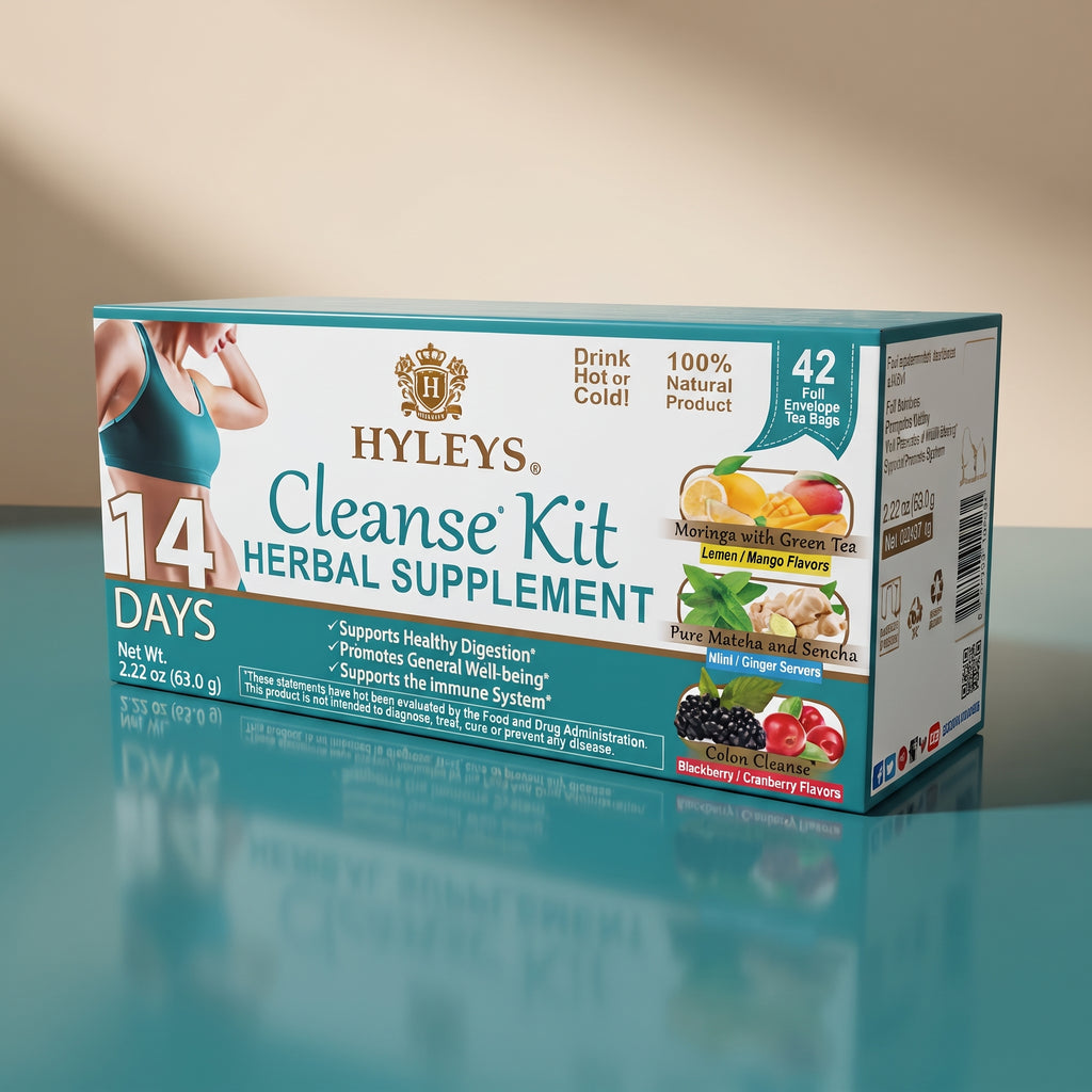 HYLEYS Tea 14 Days Cleanse Kit - 42 Tea Bags (100% Natural, Sugar Free, Gluten Free and Non-GMO), 42.0Count