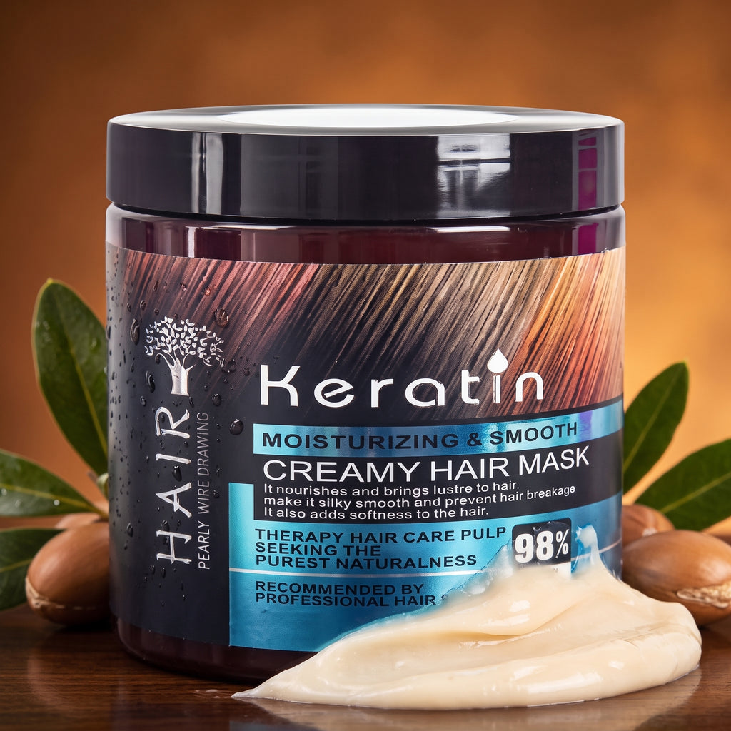 Blue Creamy Keratin Hair Mask Treatment 500ml – Straightening & Repair Mask