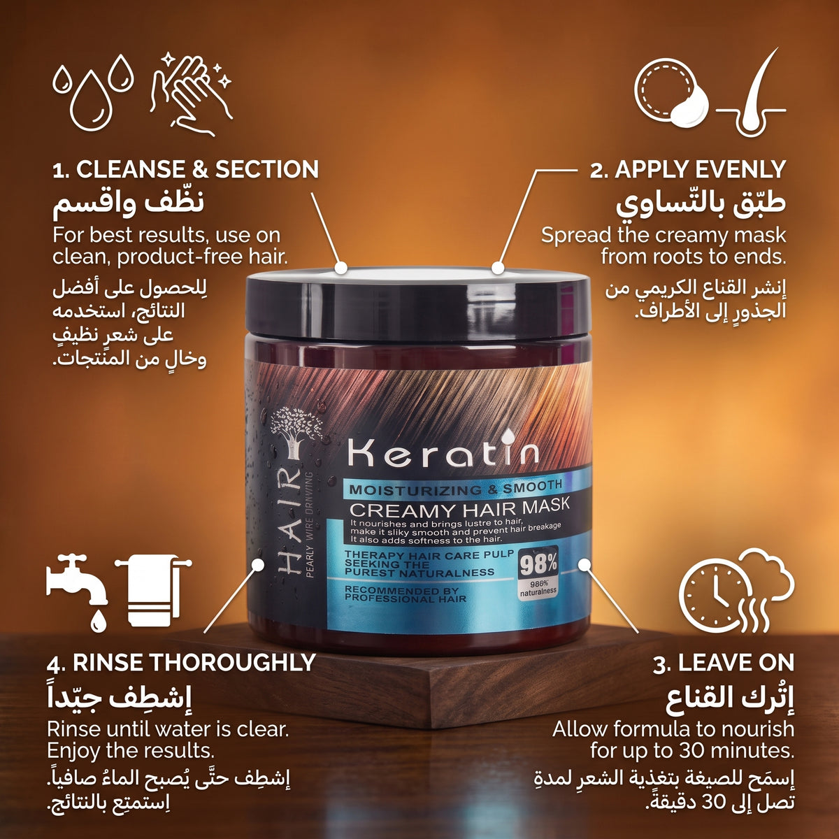 Blue Creamy Keratin Hair Mask Treatment 500ml – Straightening & Repair Mask