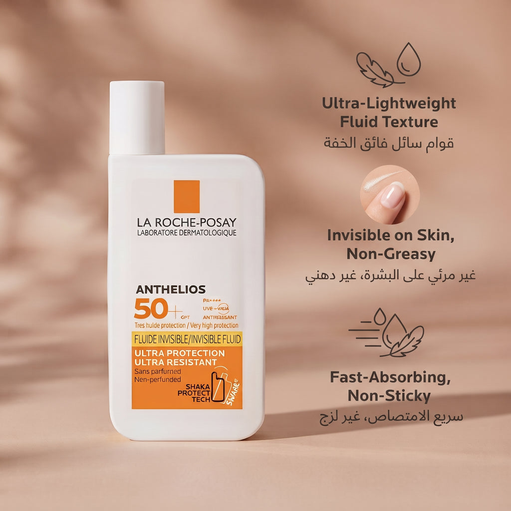 La Roche-Posay Anthelios Face Sunscreen 50ml – Broad Spectrum UVA/UVB, Fragrance-Free