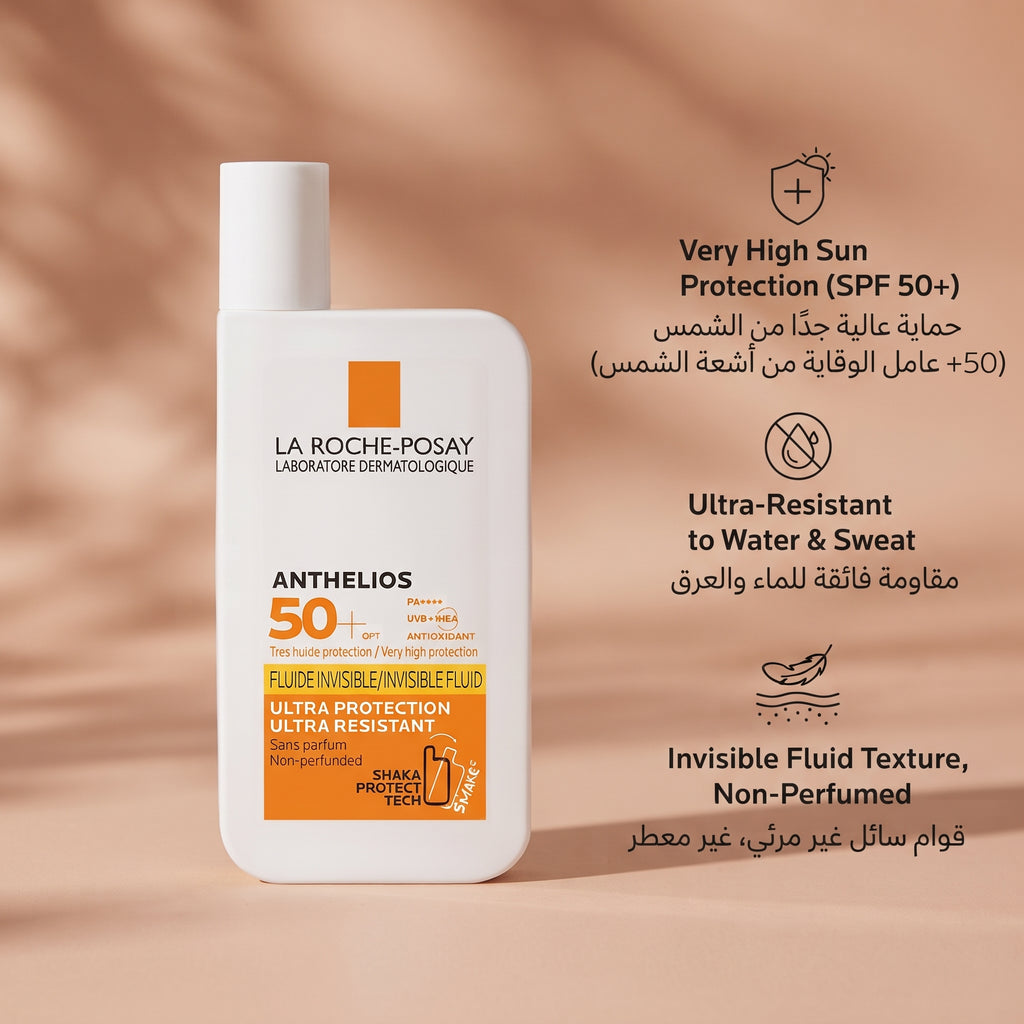 La Roche-Posay Anthelios Face Sunscreen 50ml – Broad Spectrum UVA/UVB, Fragrance-Free