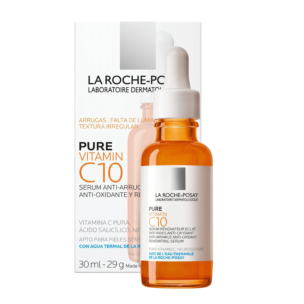 La Roche-Posay Pure Vitamin C10 Serum 30ml – Brightening Anti-Wrinkle Serum for Sensitive Skin