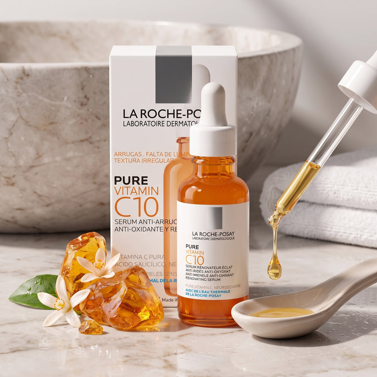 La Roche-Posay Pure Vitamin C10 Serum 30ml – Brightening Anti-Wrinkle Serum for Sensitive Skin