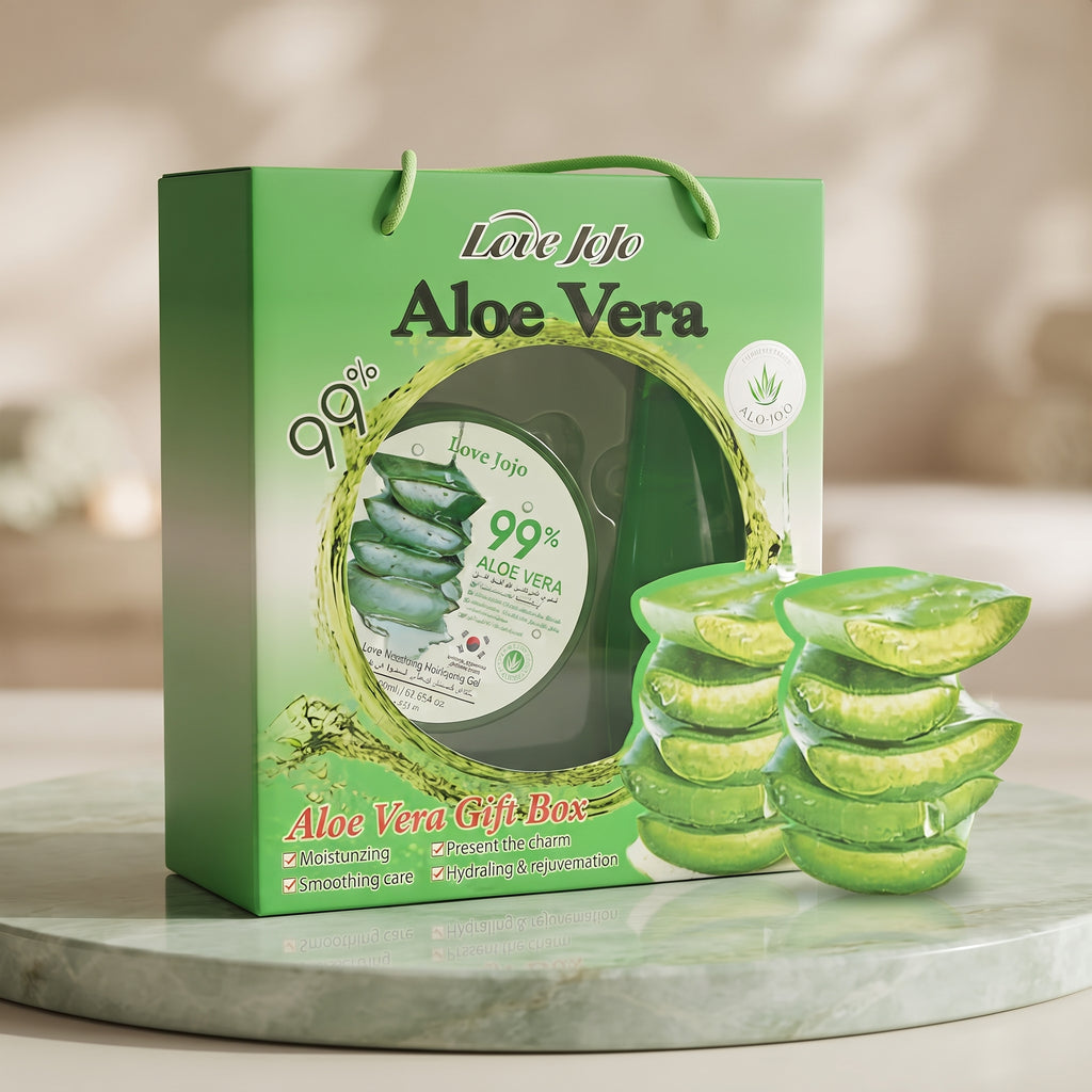 Love Jojo 99% Aloe Vera Gift Box Moisturizing Gel 300ml & Scrub Gel 200ml