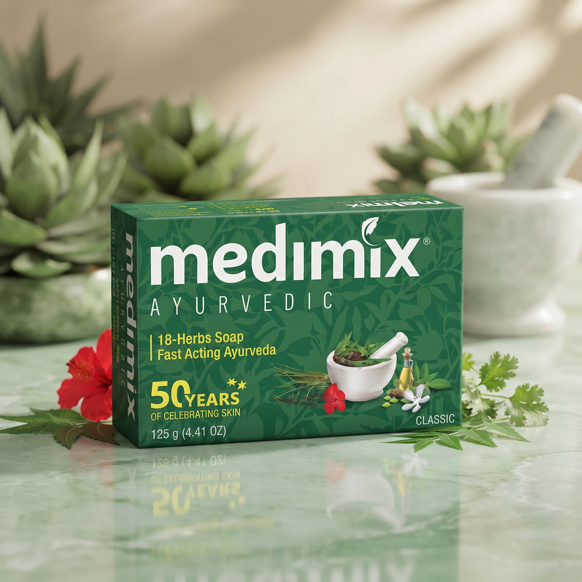 Medimix Classic Ayurvedic 18 Herbs Soap – Natural Herbal Cleansing Bar – image 4