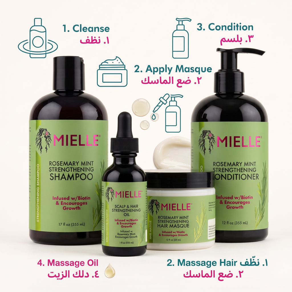 Mielle Rosemary Mint Strengthening & Hair Growth Set – Scalp Oil + Shampoo Duo