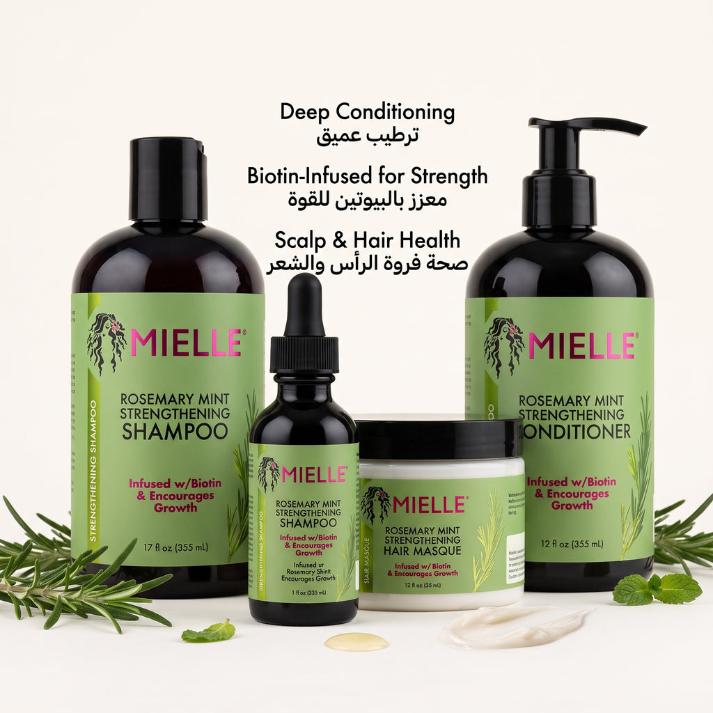 Mielle Rosemary Mint Strengthening & Hair Growth Set – Scalp Oil + Shampoo Duo