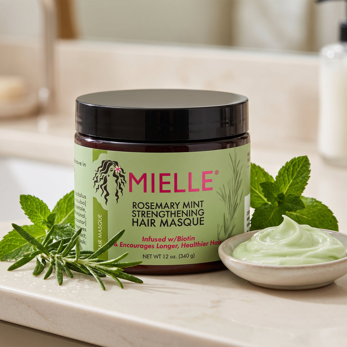 Mielle Rosemary Mint Strengthening Hair Masque 340g – Weekly Deep-Repair Hair Treatment