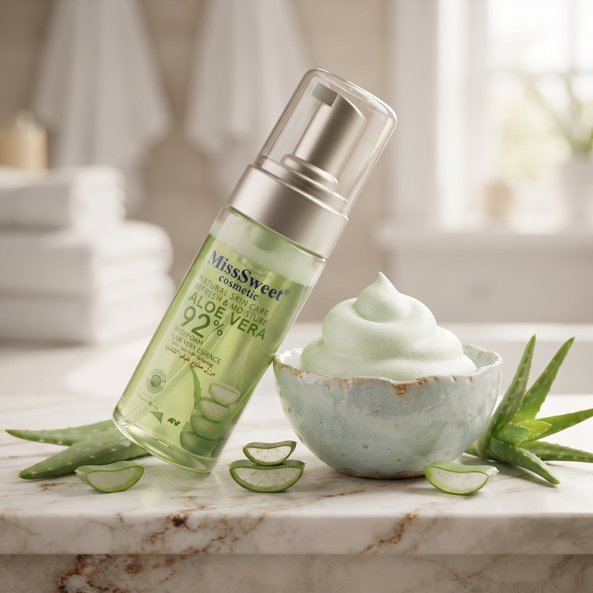 رغوة غسول Miss Sweet Cosmetics بالألوفيرا 92% 150 مل