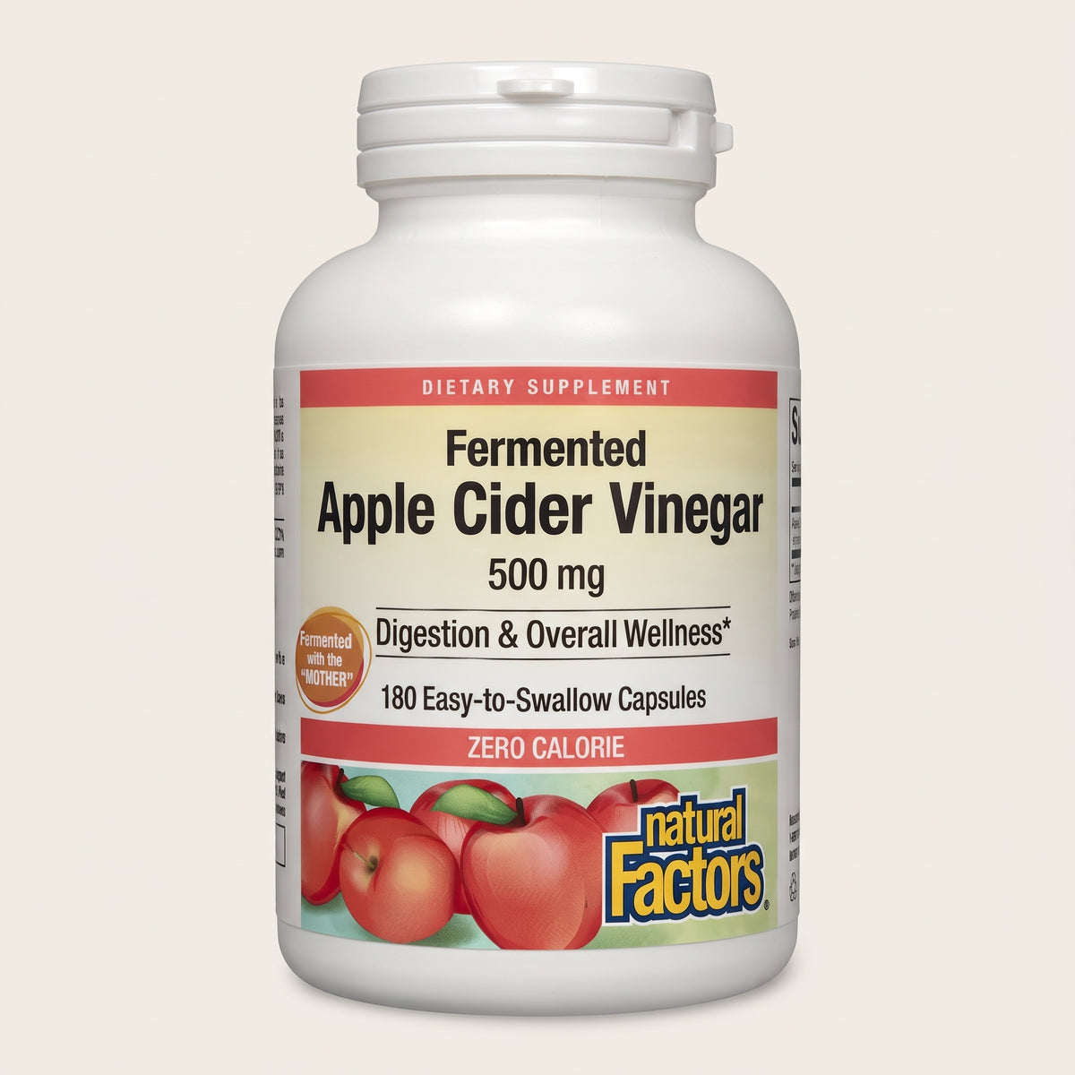 Natural Factors Fermented Apple Cider Vinegar 500mg, 180 Ct