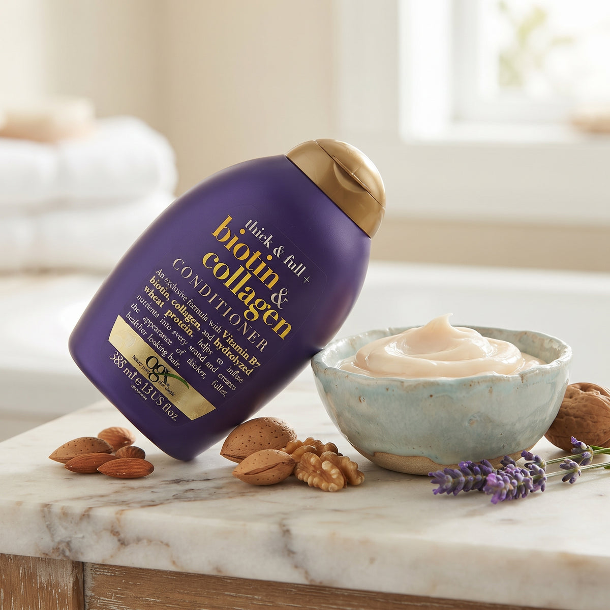 OGX Thick & Full + Biotin & Collagen Conditioner, Sulfate Free, 385ml