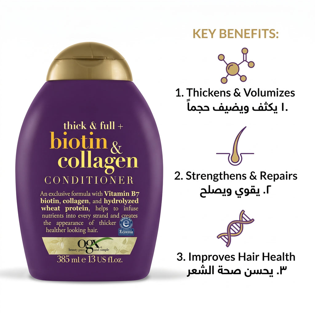 OGX Thick & Full + Biotin & Collagen Conditioner, Sulfate Free, 385ml