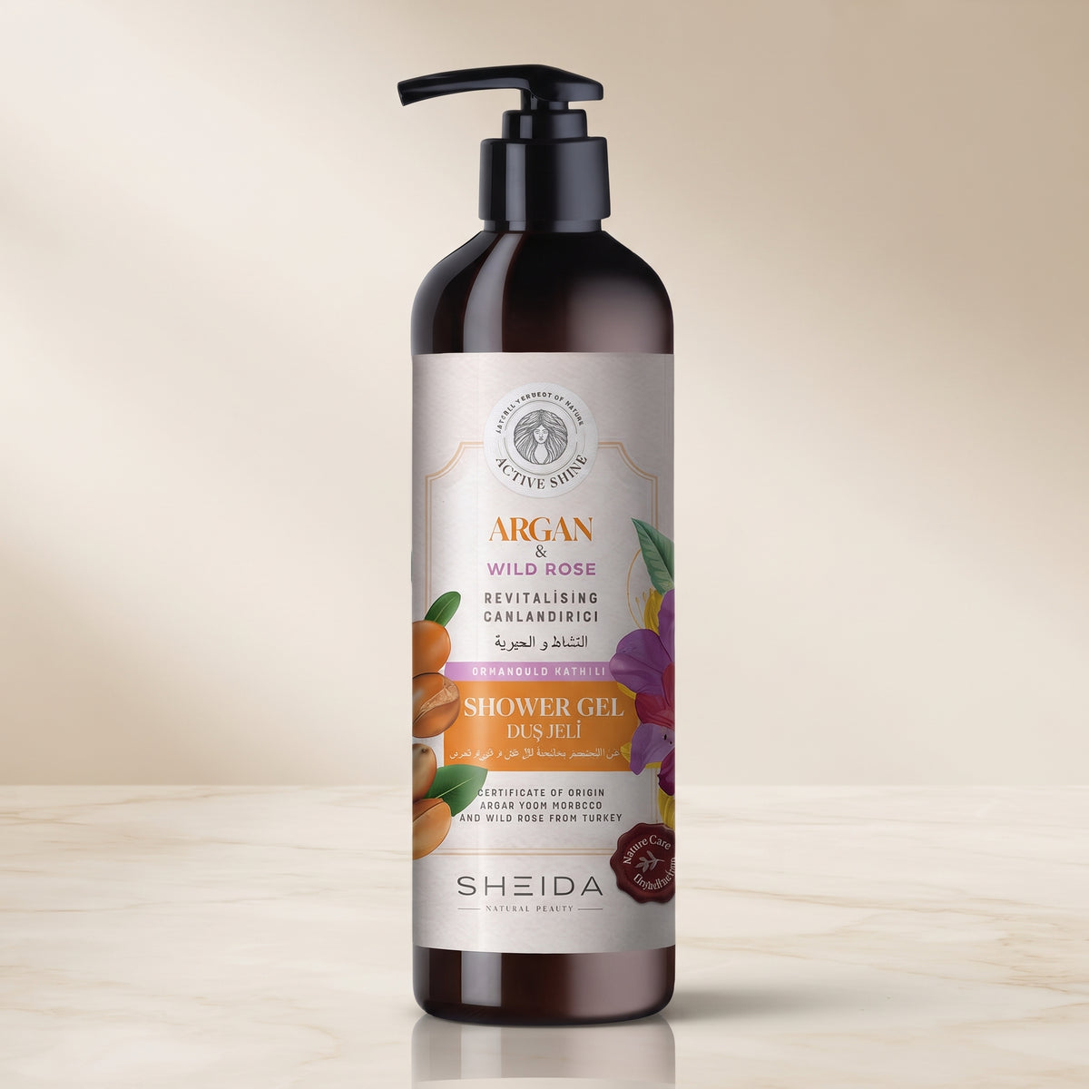 Shower Gel Active Shine With Revitalizing Argan Oil And Wild Rose Plant Extract 500 Ml